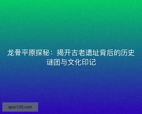 龙骨平原探秘：揭开古老遗址背后的历史谜团与文化印记